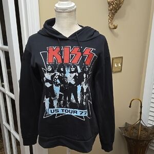 KISS US Tour '77  graphic Black Hoodie Size Medium Excellent condition